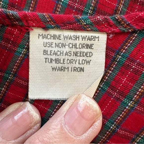 Men’s Long Sleeve Button Down Shirt  Size 15.5  34/35 Red Green Small Plaid - Picture 6 of 8